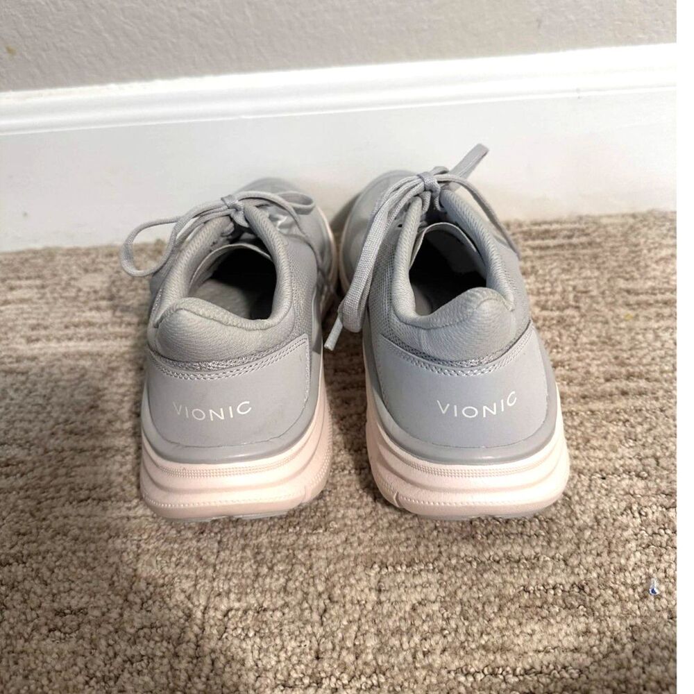 Vionic WalkMax Grey Pink Mesh Walking Sneakers Womens 7.5 Orthotic Cushioned - Picture 3 of 7